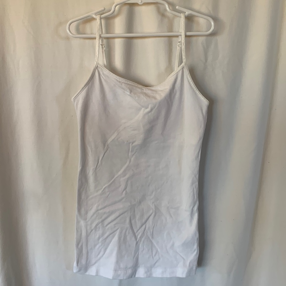 Aeropostale tank with built in bra white adj straps VERY TINY spot as pictured